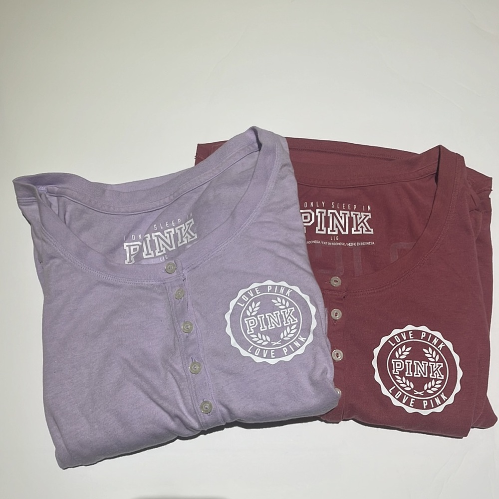 Lot of 2 Victoria’s Secret PINK Sleep Shirts Large
